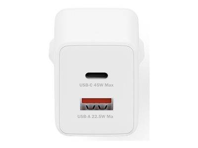 DIGITUS USB-Ladegerät GaN 45W, 1x USB-C, 1x USB-A weiß Multimedia-Technik Ladegerät