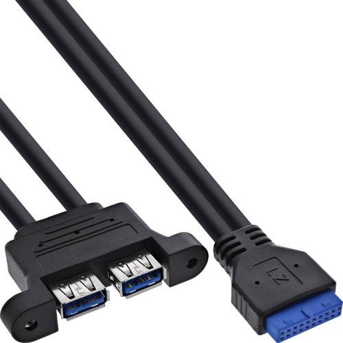 InLine® USB 3.2 Gen.1 Kabel, Mainboard intern zu 2x USB-A Buchse, 0,45m Kabel Interne USB