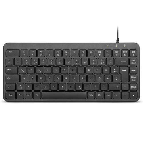 Perixx PERIBOARD-414 B DE, kabelgebundene Mini USB Tastatur, leise Tasten Eingabe / Ausgabe Mäuse &