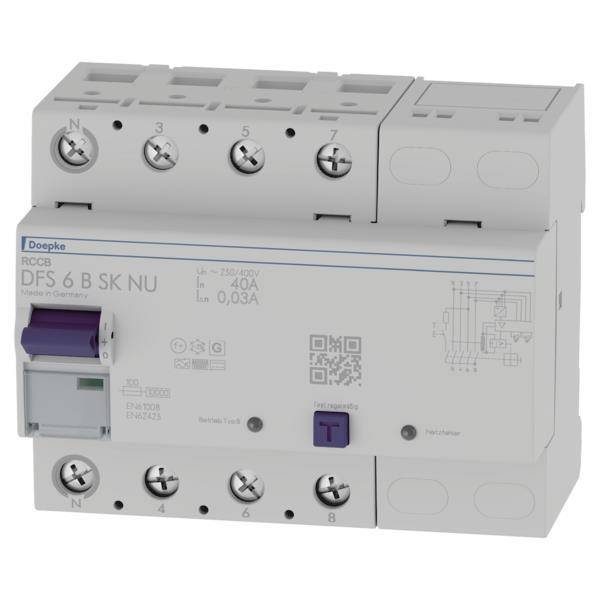 Doepke DFS6 040-4/0,03-B SK NU FI-Schutzschalter 4p 40A 0.03A 09134899 Install.Baumaterial