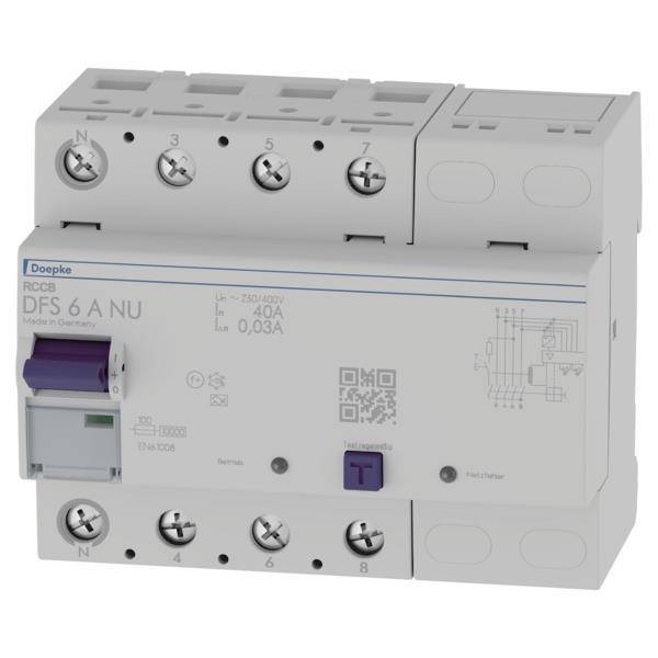 Doepke DFS6 040-4/0,03-A NU FI-Schutzschalter 4p 40A 0.03A 09134801 Install.Baumaterial