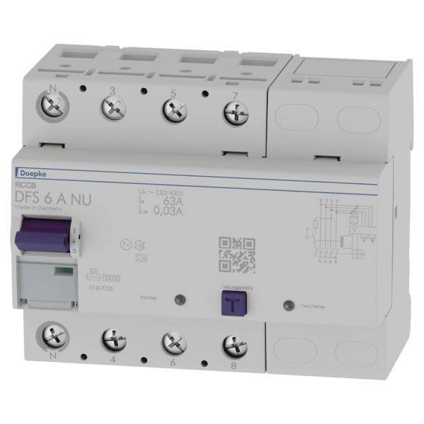Doepke DFS6 063-4/0,03-A NU FI-Schutzschalter 4p 63A 0.03A 09144801 Install.Baumaterial