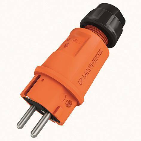 Mennekes Stecker SCHUKO orange 152042 16A 2p+PE 230V IP54 Install.Baumaterial Schaltermat/Geb.Steu