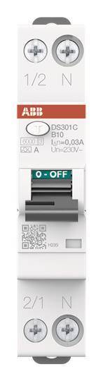 ABB DS301CB10A30 DS301CA- DS301C B10 A30 B10/0,03 FI/LS-Schalter 6kA 1P+N Install.Baumaterial