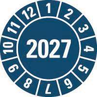 HEIN 189463 Prüfplakette 2027 blau Folie selbstklebend Ø 20mm 500/Rolle (Inhalt 1 Stück)