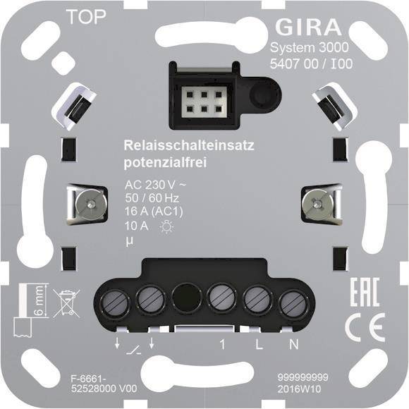 GIRA 540700 S3000 Relaisschalteinsatz potentialfrei Einsatz Install.Baumaterial Schaltermat/Geb.Steu