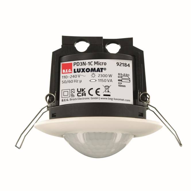 BEG Luxomat Einbau Präsenzmelder 92184 PD3N-1C DE Micro 360' weiss Install.Baumaterial