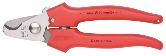 Knipex 95 05 165SB Kabelschere 0303430 165mm bis D10mm/24qmm poliert Kunst. Install.Baumaterial