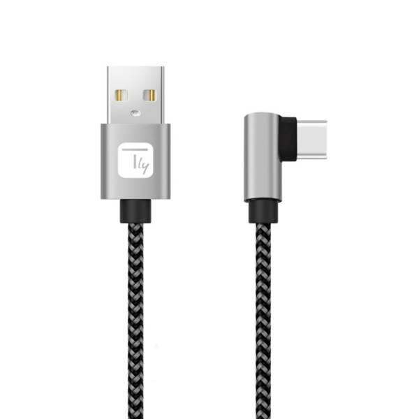 USB-A-Stecker 2.0 / USB-C?-Stecker -- gewinkelt 3A 0,5m Aluminiumkabel Multimedia USB Kabel