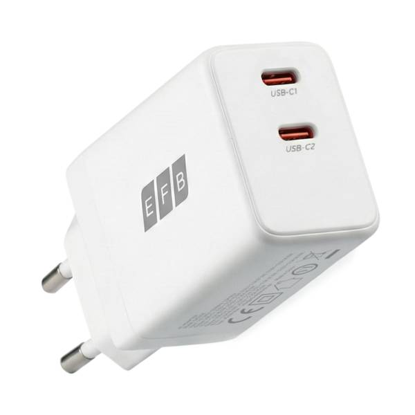 Ladegerät 45W 2xUSB-C Set PD3.0 GaN QC3.0 -- inkl. 2m USB-C Ladekabel weiß Multimedia Ladegeräte