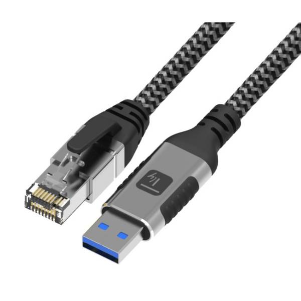 USB 3.0 Ethernet-Kabel, A/M zu RJ45/M, 3m -- 1 Gbit/s aktiv schwarz/silber Multimedia USB Kabel