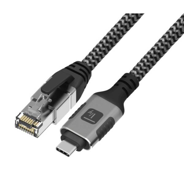 USB 3.2 Type-C Ethernet-Kabel, C/M zu RJ45/M, 3m -- 1 Gbit/s aktiv schwarz/silber Multimedia USB