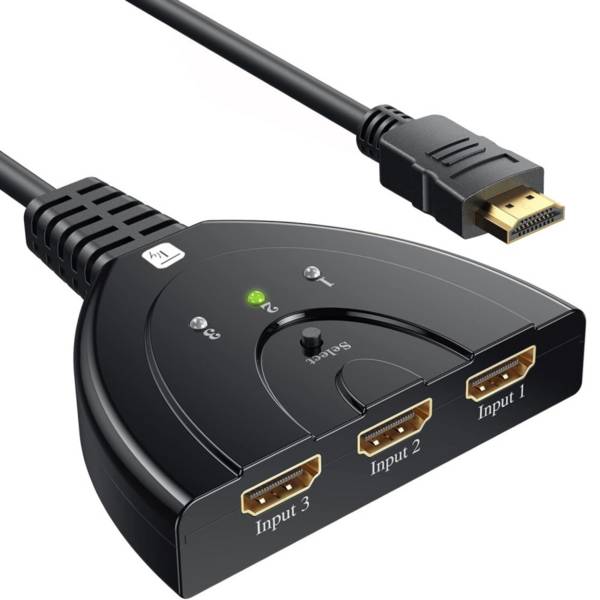 Kompakter 3-port HDMI Switch, 8K@60Hz -- 0,50m, schwarz, 3xIN/1xAUT Multimedia Switch