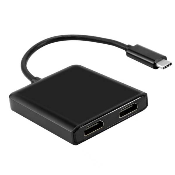 USB-C auf 2x Hdmi 4K Adapter -- 0,15m, schwarz, iOS, Linux, Win11 Multimedia USB
