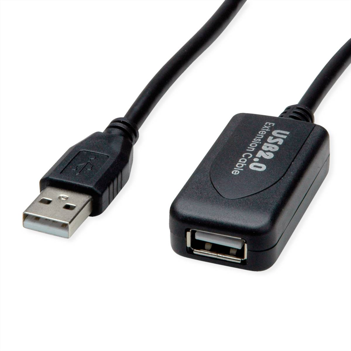 STANDARD USB 2.0 Verlängerung, aktiv, mit Repeater, schwarz, 15 m Adapter, Terminatoren, Konverter