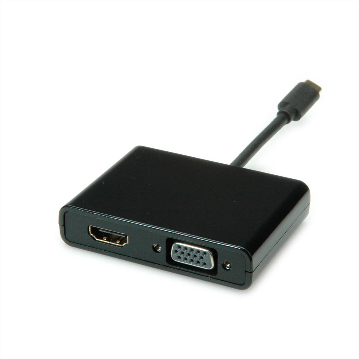 STANDARD Display Adapter USB Typ C - VGA+HDMI, schwarz, 0,1 m Adapter, Terminatoren, Konverter