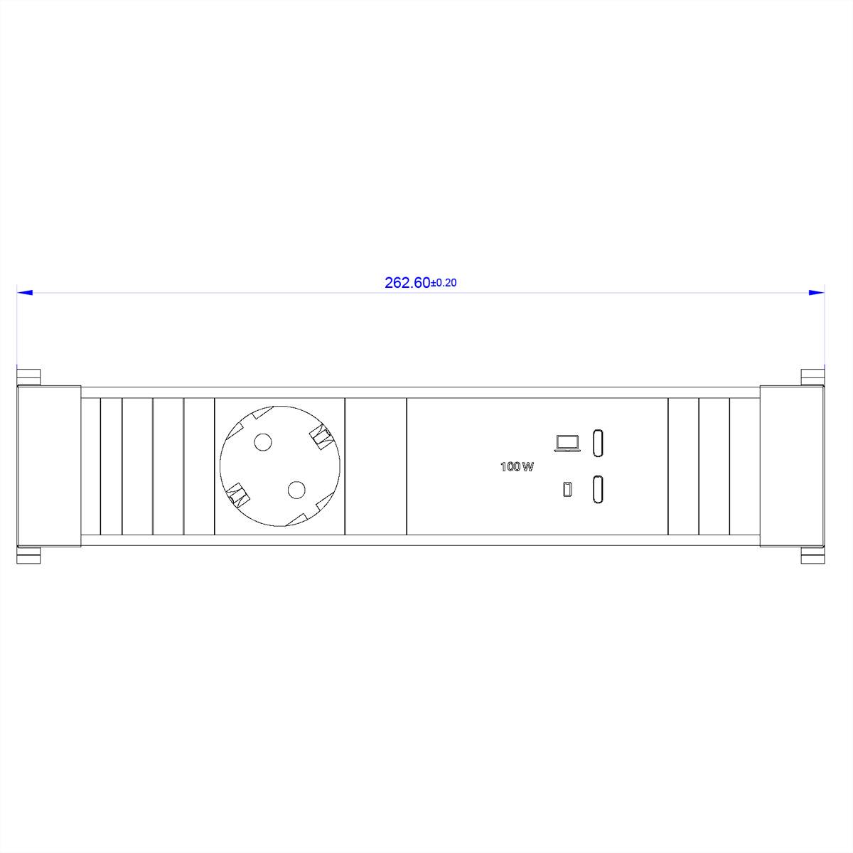 BACHMANN CONFERENCEF M 1xCEE7/3, 1xUSB C/C 100W Steckdosenleisten Einbau-Anschlussfelder CONFERENCE