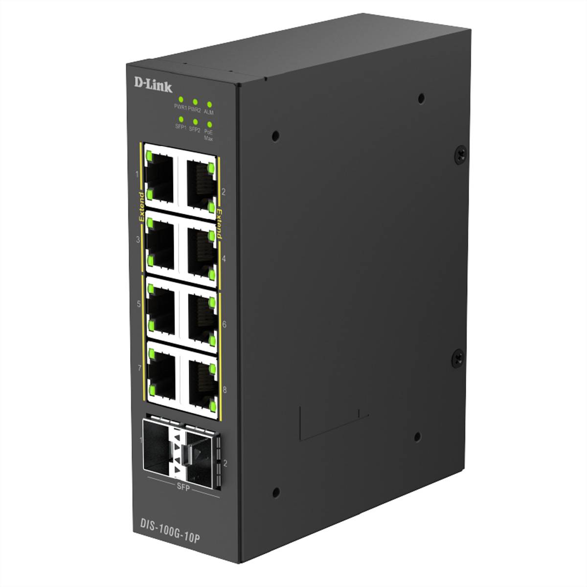 D-Link DIS-100G-10P 10-Port Switch PoE+ Industrial Gigabit 2x 2,5G SFP+ Networking Netzwerk-Switch