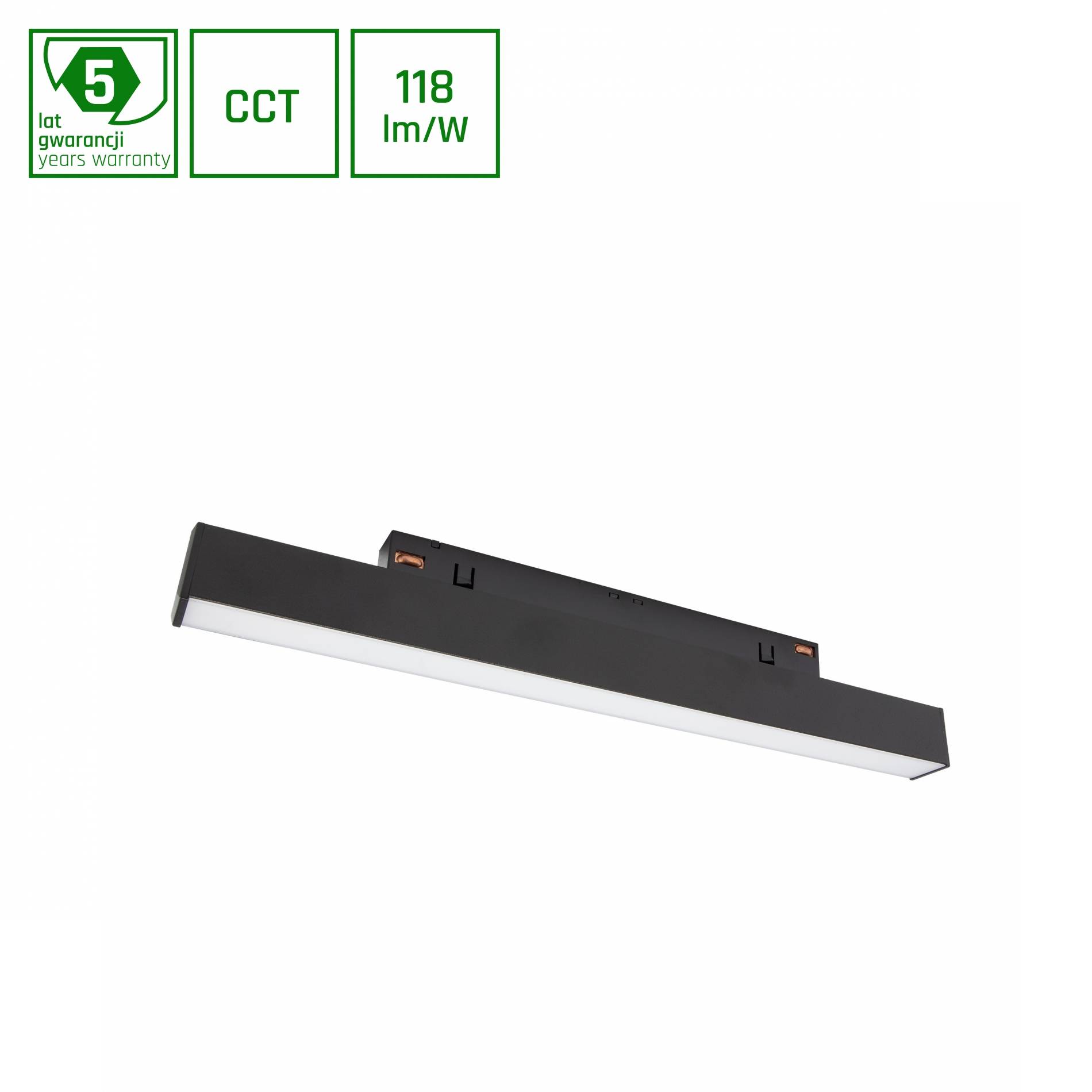 Smarte LED Scheinenleuchte 48V 8W Dimmbar, Zigbee/Hue kompatibel, Schwarz