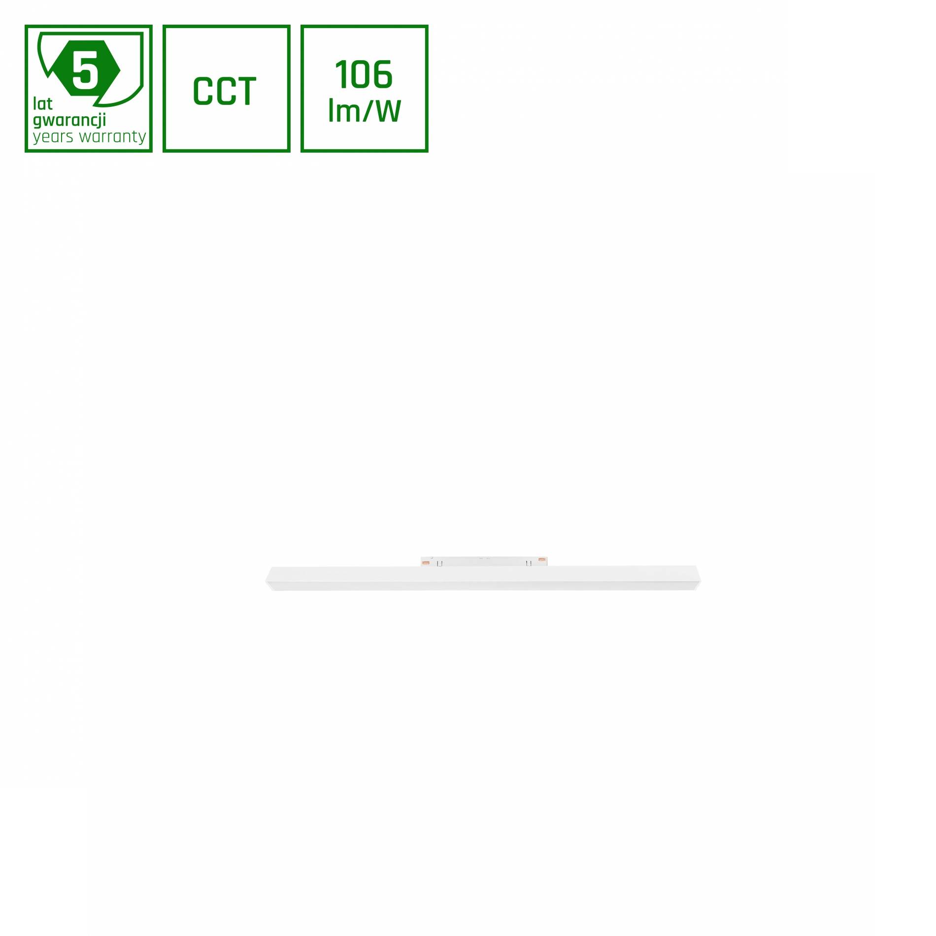 Smarte LED-Schienenleuchte 60cm für SHIFT-System – Weiß, 18W, CCT-Lichtsteuerung, Zigbee & Philips Hue fähig