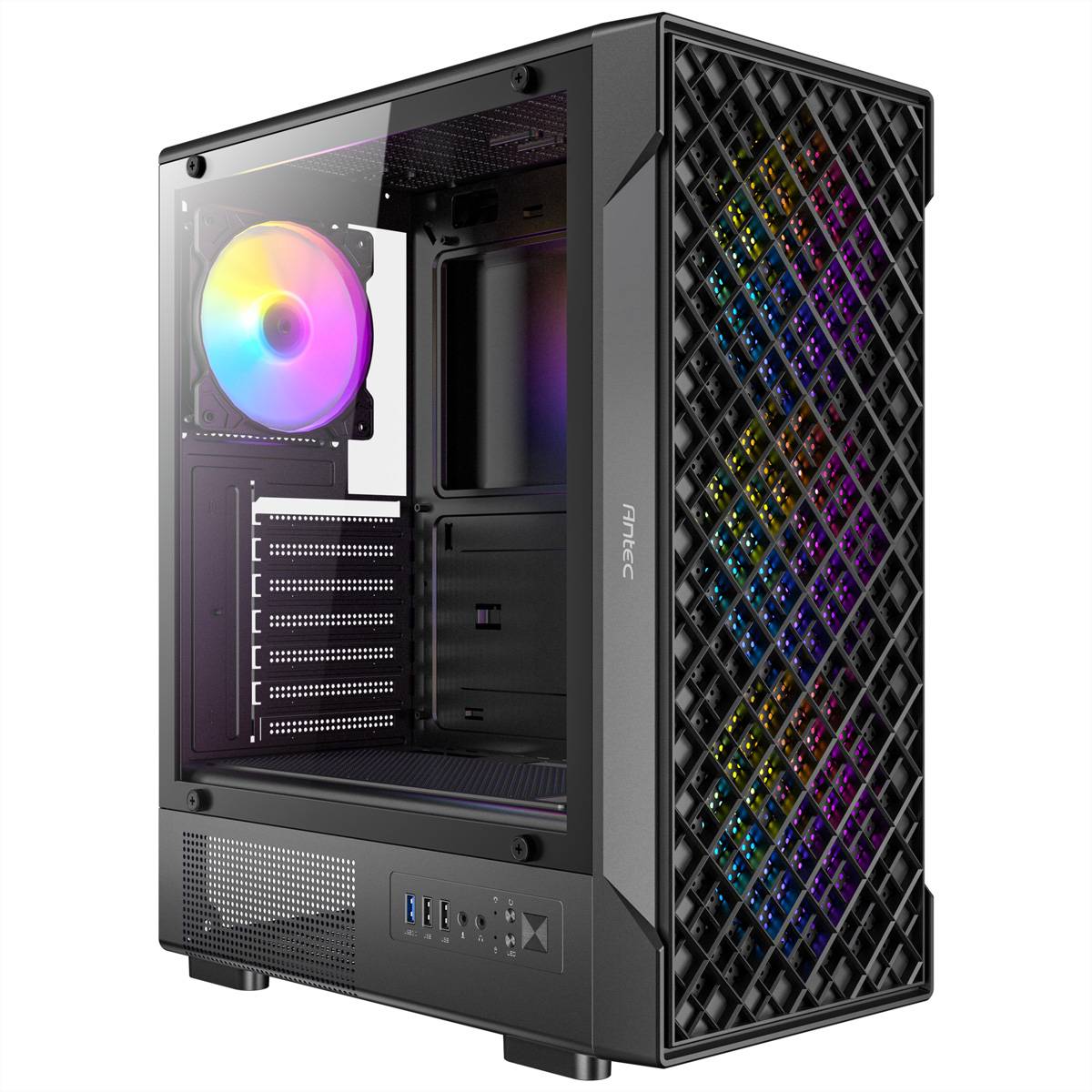 ANTEC VX-320 ARGB ATX, Micro-ATX, ITX Mid Tower Gaming PC Gehäuse, schwarz
