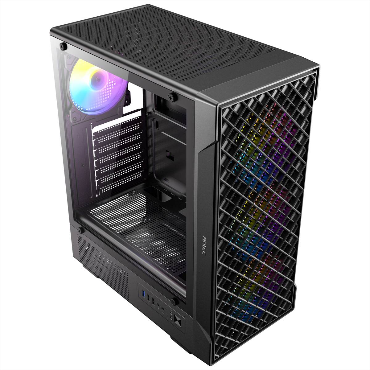 ANTEC VX-320 ARGB ATX, Micro-ATX, ITX Mid Tower Gaming PC Gehäuse, schwarz