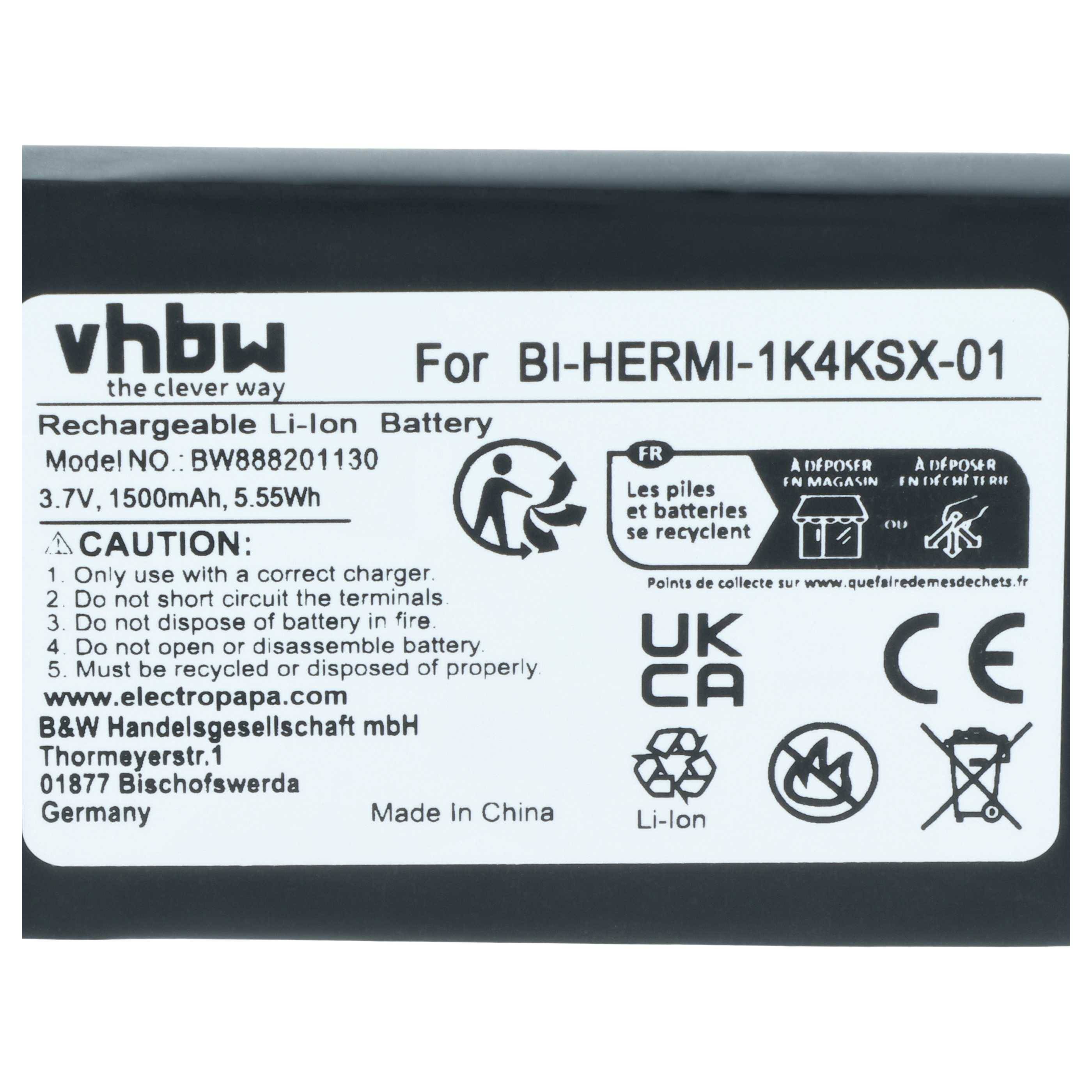 vhbw 2x Akku kompatibel mit Cisco CP-7925G-A-K9, CP-7925G-EX-K9, CP-BATT-7925G-STD schnurlos Festnetz Telefon (1500 mAh, 3,7 V, Li-Ion)