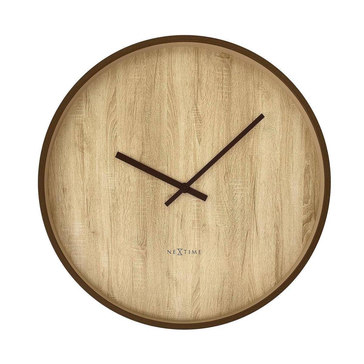 Wanduhr 50 cm - Silent - Dunkelbraun/Hellbraun - Kunststoff - NeXtime 'Oslo Large'