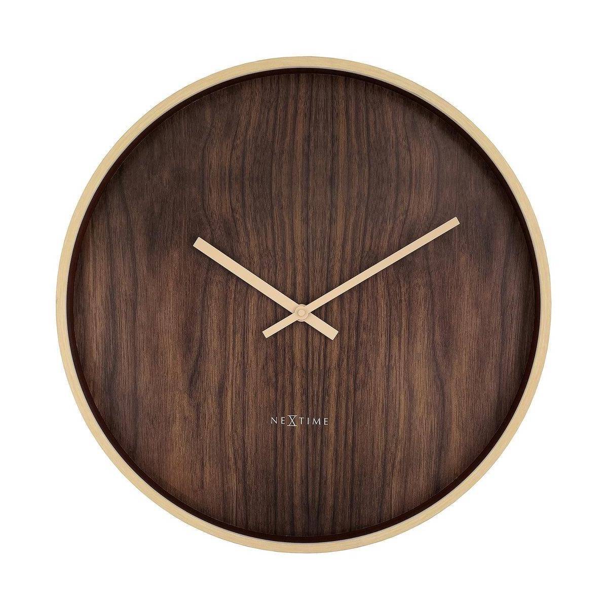 Wanduhr 50 cm - Silent - Dunkelbraun/Hellbraun - Kunststoff - NeXtime 'Oslo Large'