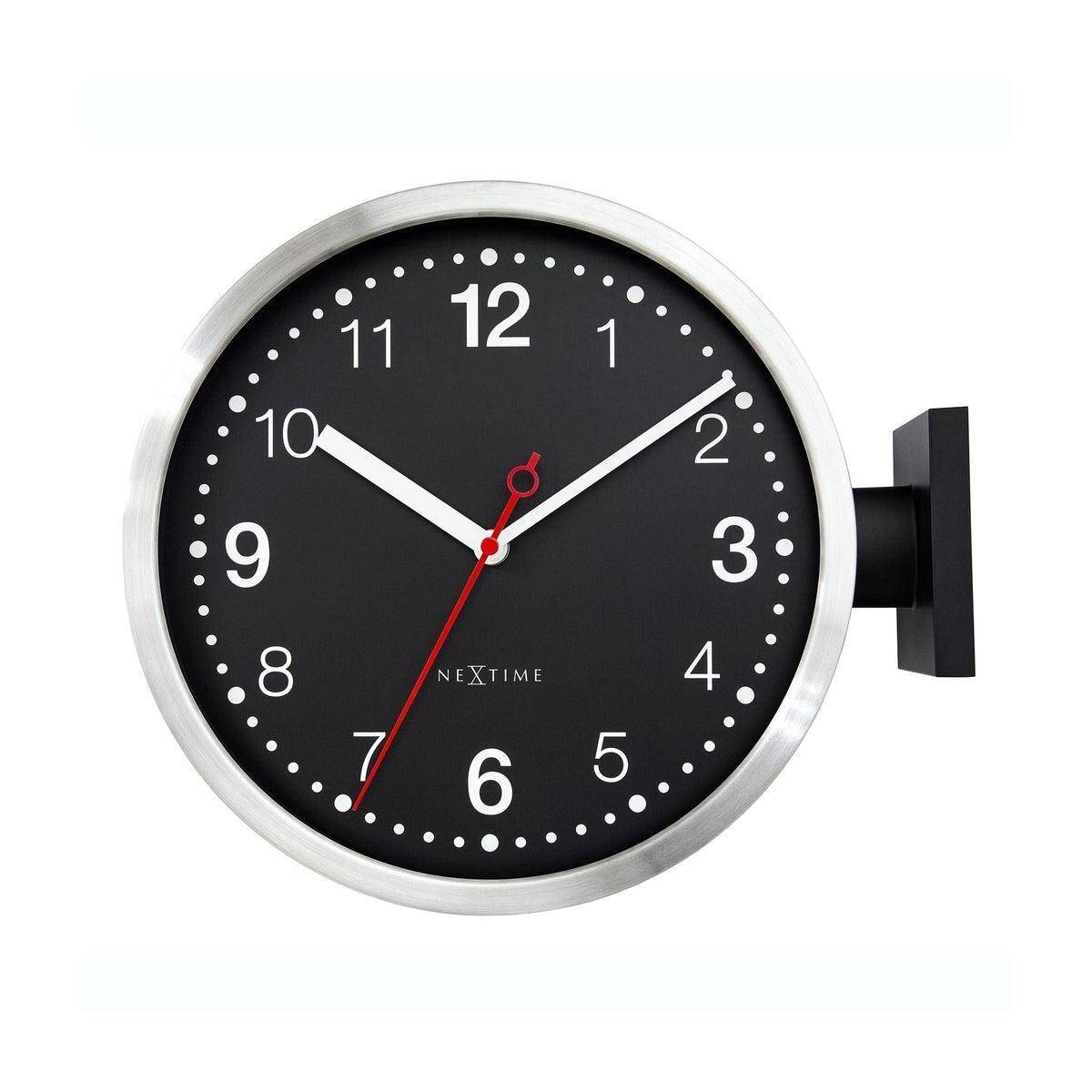 Wanduhr 32,3x28x10cm-Still-Weiß & Schwarz-Aluminium-NeXtime 'Double Small'