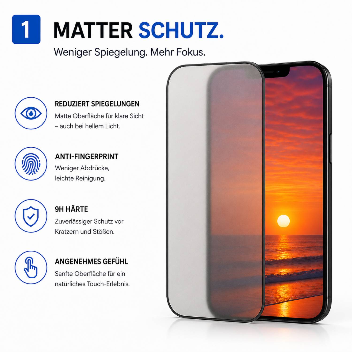 Matt 6D / 9H full cover / full glue Schutzglas Set für Samsung Galaxy A17, A16, M16