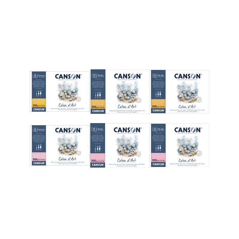 CANSON Aquarellblock "Coton d'Art", 230 x 310 mm, naturweiß