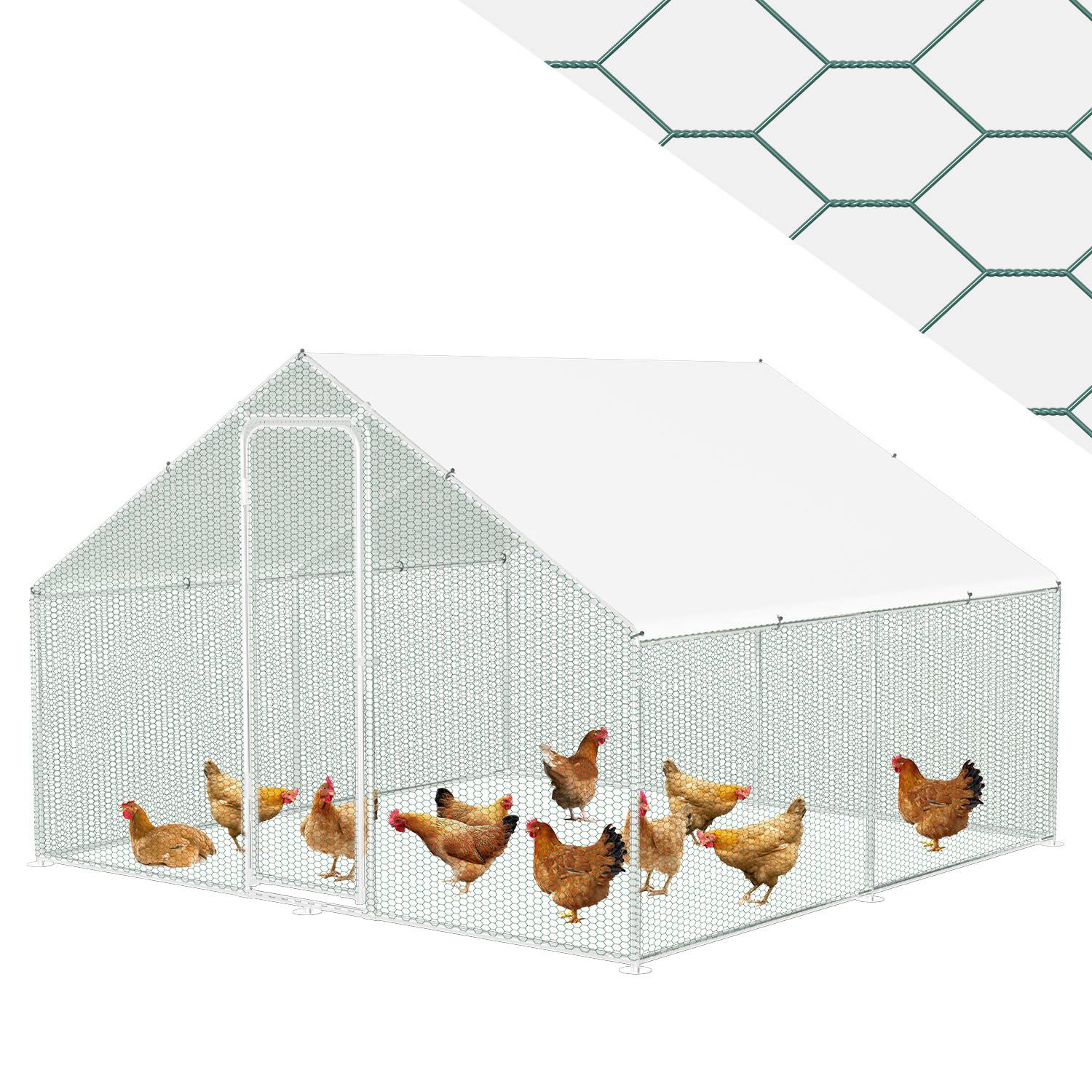 Hühnerstall Freilaufgehege mit Dach 3x3x2 m aus Stahl verzinkt für Geflügel