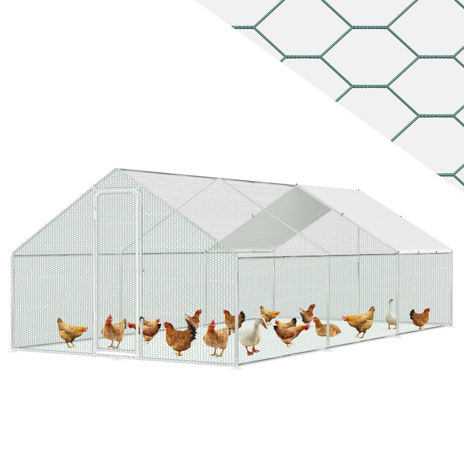 Hühnerstall Freilaufgehege mit Dach 3x6x2 m aus Stahl verzinkt für Geflügel