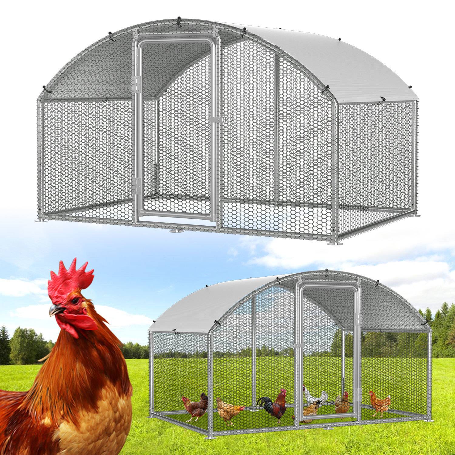 Hühnerstall mit Kuppeldach Freilaufgehege 3x2x2 m verzinkt für Hühner