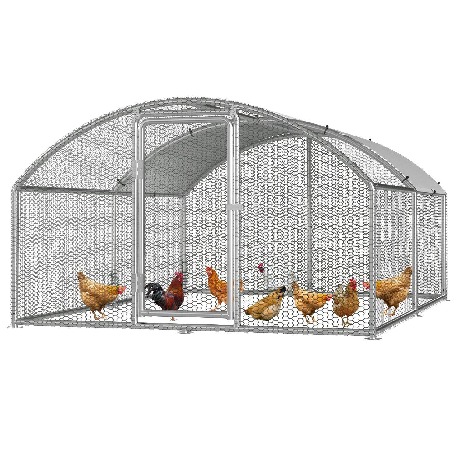 Hühnerstall mit Kuppeldach Freilaufgehege 3x4x2 m verzinkt für Hühner