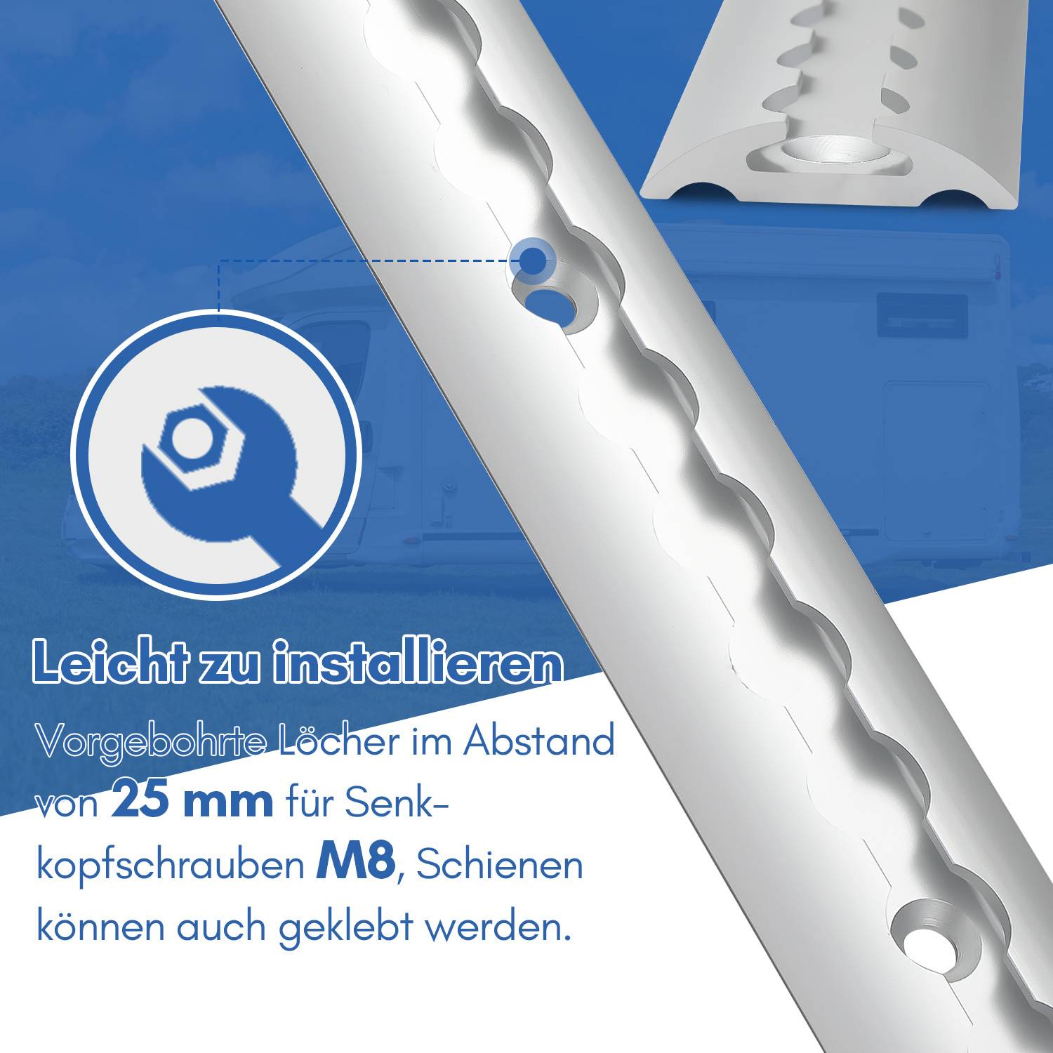 Airlineschienen 1 m Alu Zurrschiene für Ladungssicherung Silber