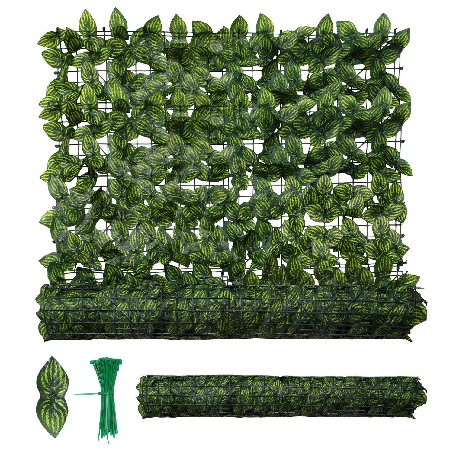 Künstliche Hecke Sichtschutzhecke Terrasse Wanddekoration Wanddekoration Wassermelonenblätter 300 x 100 cm