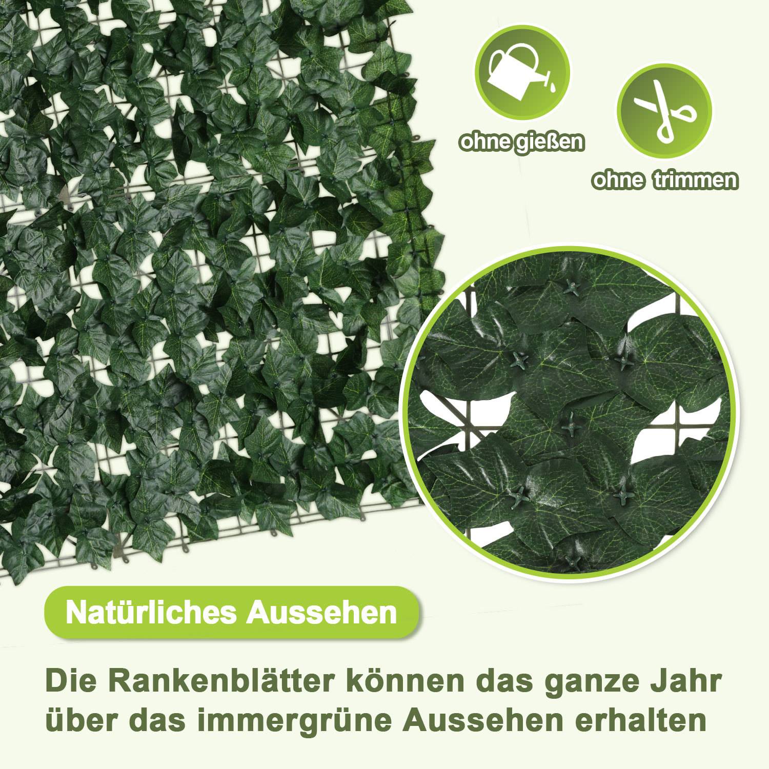 Künstliche Hecke Sichtschutzhecke Terrasse Wanddekoration Wanddekoration Wassermelonenblätter 300 x 100 cm