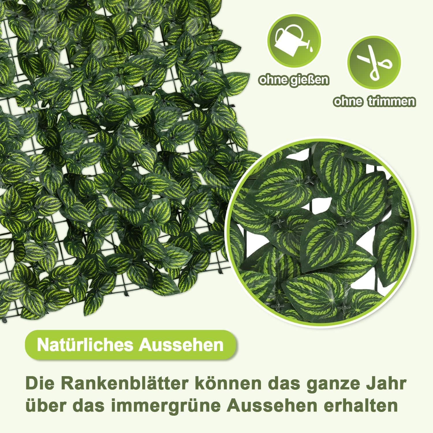 Künstliche Hecke Sichtschutzhecke Terrasse Wanddekoration Wanddekoration Hellgrün 300 x 100 cm