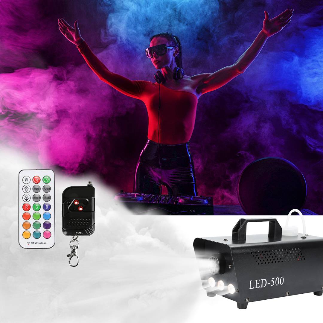 500W Nebelmaschine mit RGB 13 LED Bühnenlicht Fog Machine Fogger Rauchmaschine Bodennebelmaschine Nebelgerät Fogger Nebler
