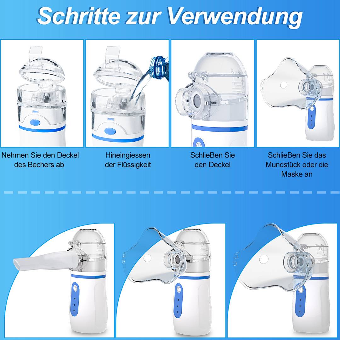 Inhalator Inhaliergerät Vernebler für Erwachsene Kinder Zerstäuber Inhalationsgerät Mini-Inhalator Medizinischer Kompakt-Inhalator Nano Husten