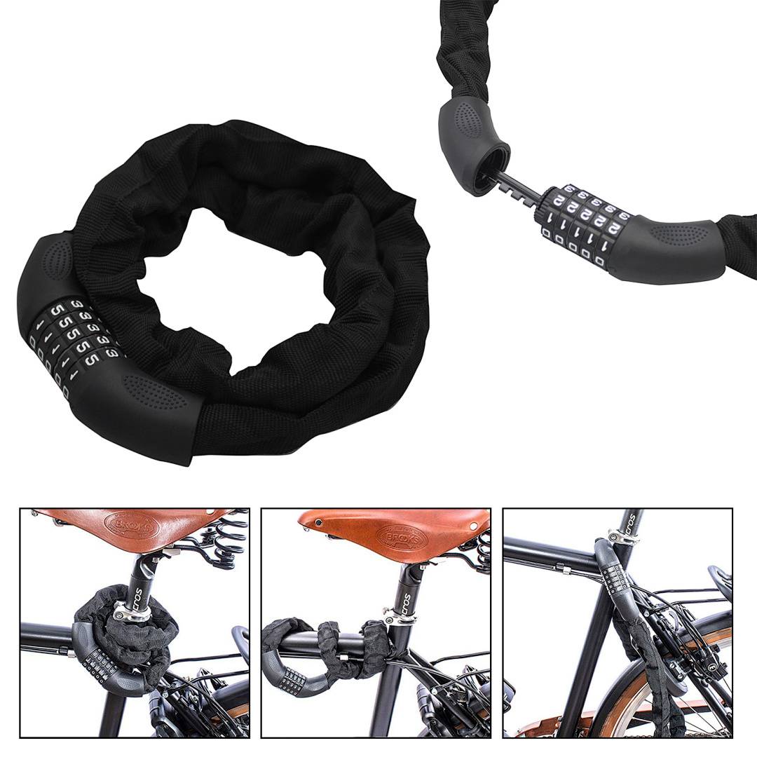 Fahrradschloss Fahrrad Schloss Zahlenschloss 90cm Halterung Kettenschloss Sicherheitsstufe Gliederschloss Motorradschloss Kabelschloss
