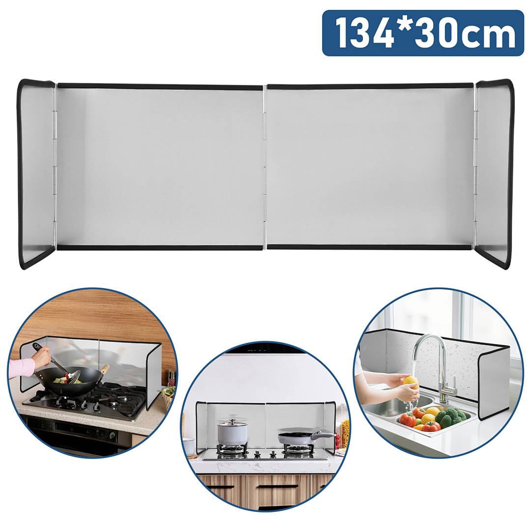 Spritzschutz Faltbar Herd Spritzschutzdeckel 134*30cm Küchen-Spritzplatte Herd Faltbare Faltwand Für Pfanne Spritzschutz