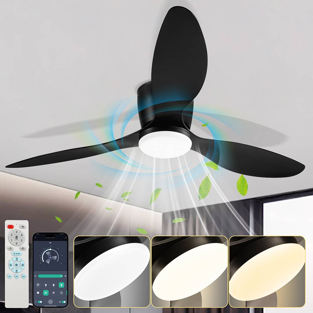 Deckenventilator LED Deckenlampe Ventilator mit Beleuchtung Fernbedienung Schlafzimmer Lüfter mit Fernbedienung Dimmbar