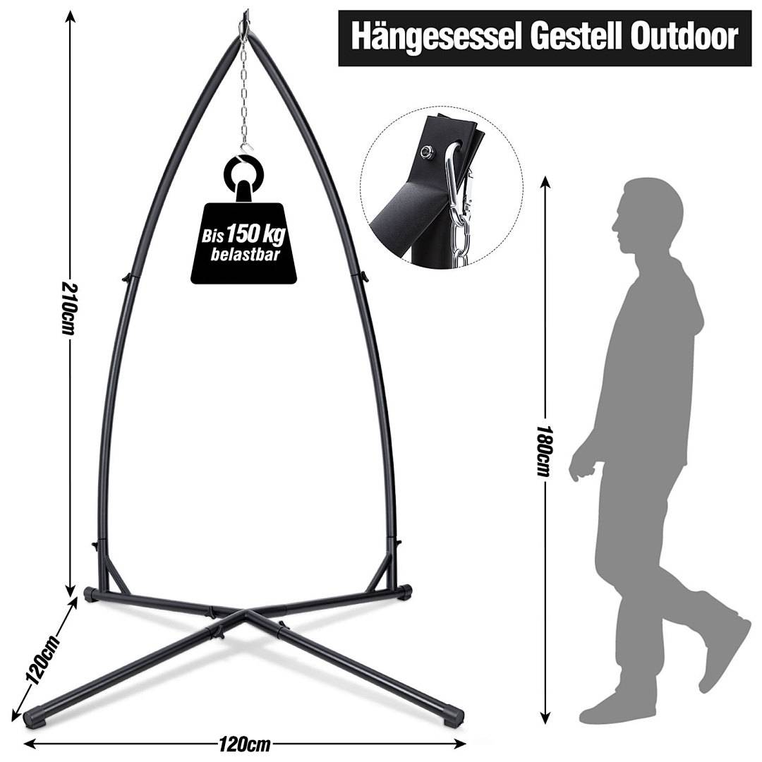 Hängesesselgestell Hängesessel Gestell Hängestuhlgestell 150 kg Outdoor Indoor Metall Hängesitzständer Gestell für hängesessel Hängestuhlstä