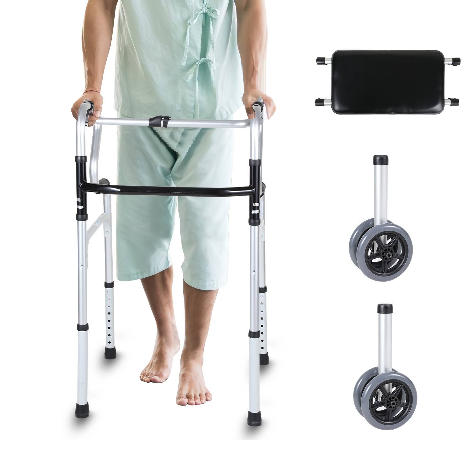 Rollator Gehhilfe faltbar Leichtgewicht Gehwagen Aluminium Wagen klappbar Laufhilfe Medical