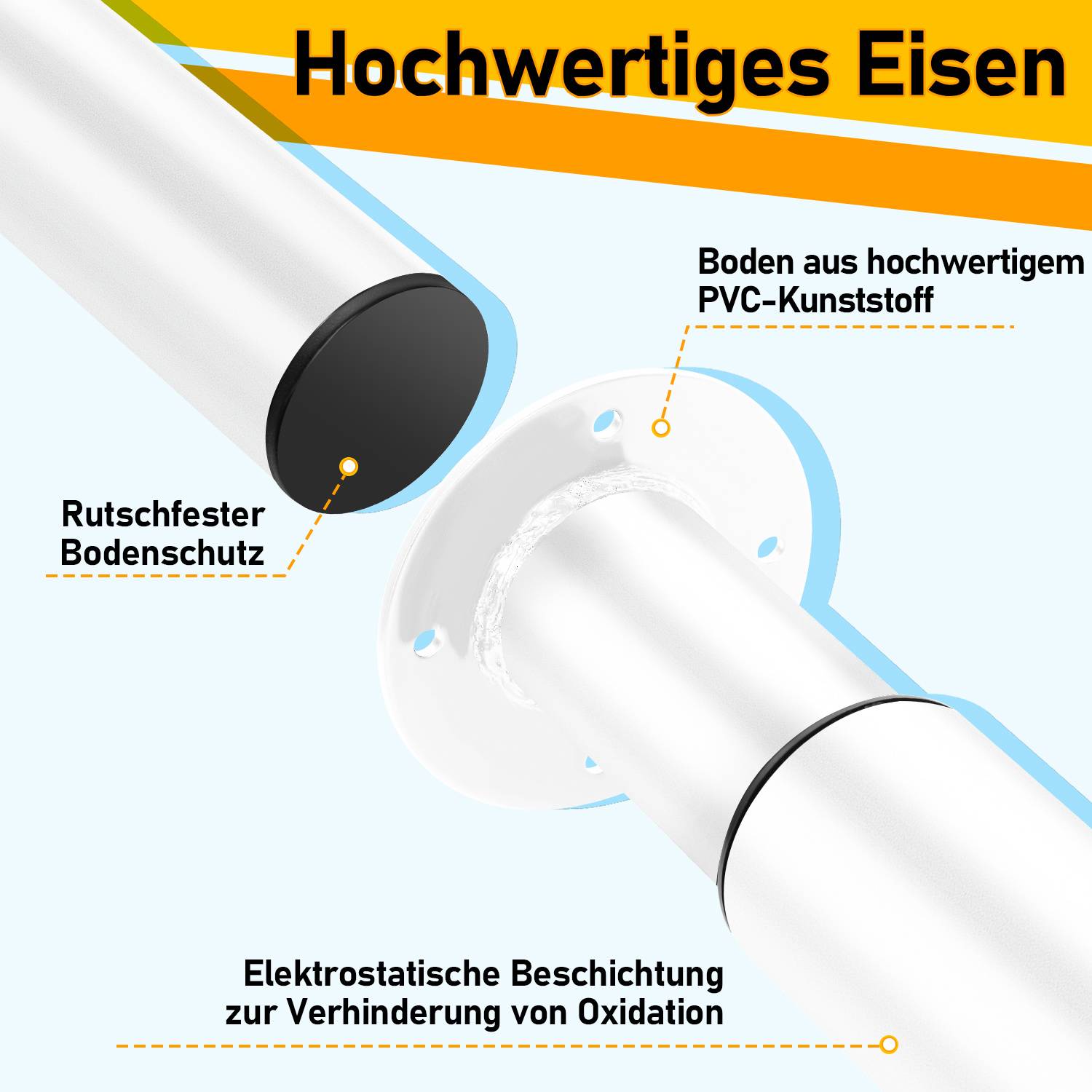 12 verstellbare Tischbeine aus Eisen in weißer Ausführung. Die Höhe ist flexibel von 70 bis 110 cm einstellbar. Geeignet für verschiedene Möbelst
