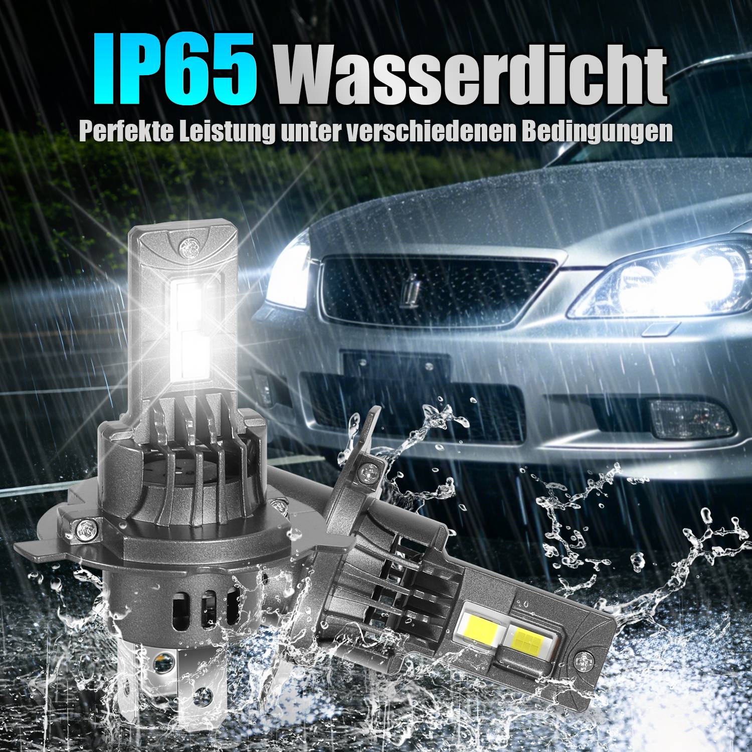 H4 LED-Scheinwerferlampe 30W 12V 2500LM 6500K IP65 Plug & Play 2er-Set für Auto/Motorrad