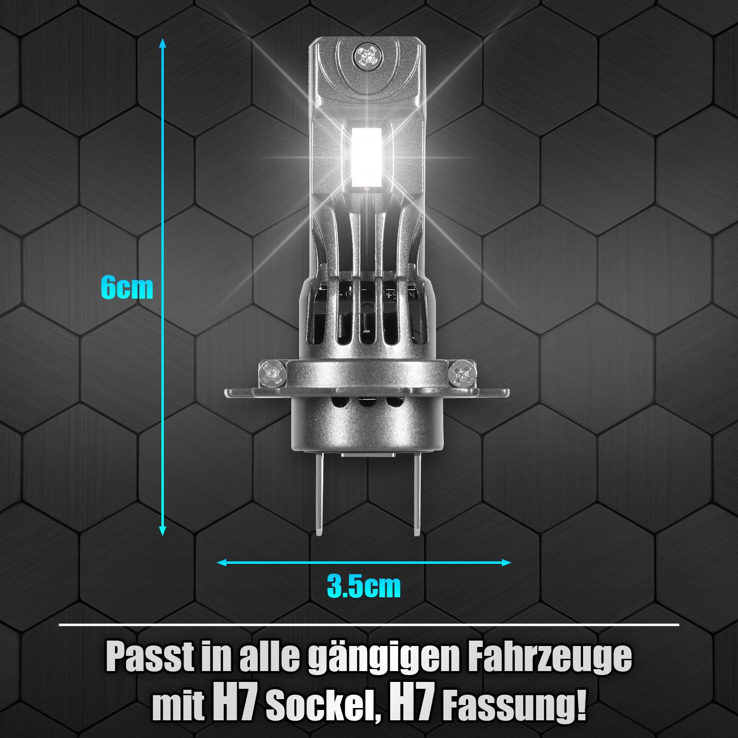 H7 LED-Scheinwerferlampe 30W 12V 2500LM 6500K IP65 Plug & Play 2er-Set für Auto/Motorrad